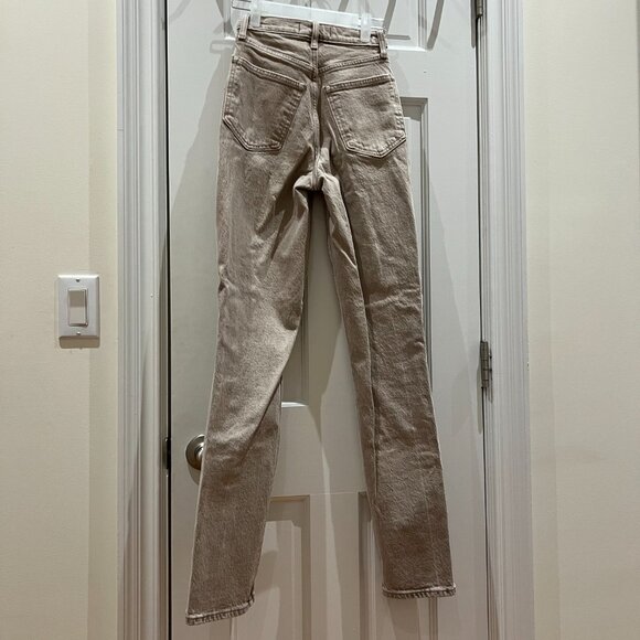 Abercrombie & Fitch Curve Love 90's Straight Ultra High-Rise Jeans, Tan, Size 23 - Picture 3 of 7